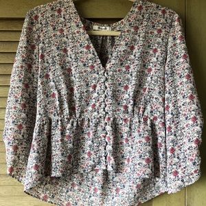 Madewell Silk Button-Front Peplum Top size 6